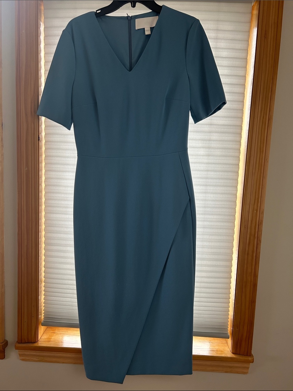 BOSS Teal V-Neck Short Sleeve Sheath Dress